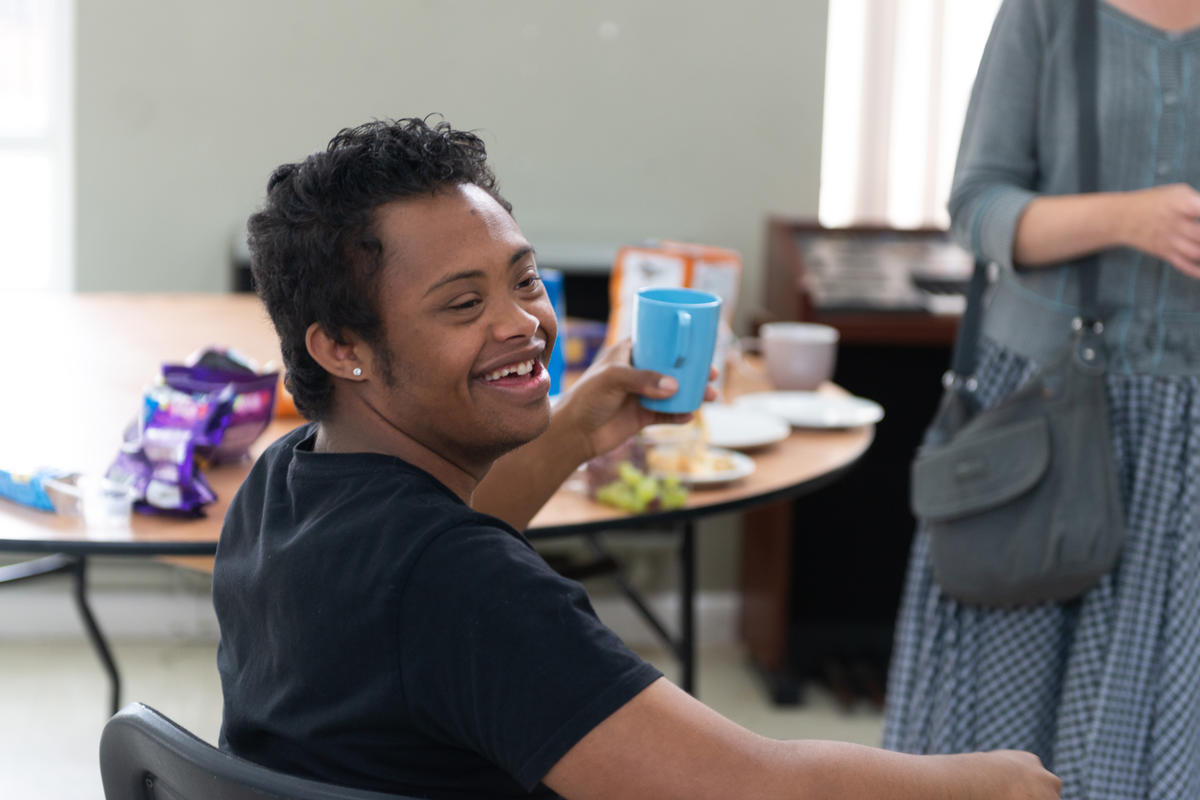 A young man at the coffee morning