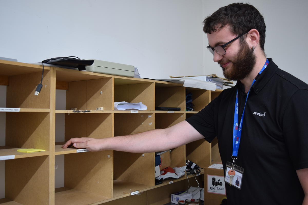 a bridge student working in the post room at Sodexo