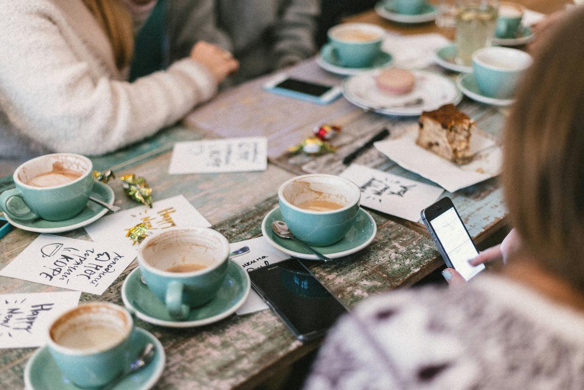 empty coffee cups on a table