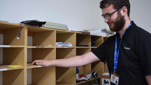 a bridge student working in the post room at Sodexo